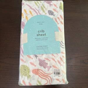 West Elm Kids Crib Sheet - Multicolor Fish Pattern